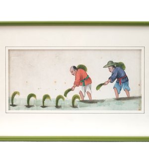 Lot de 6 peintures chinoises sur papier de riz, Canton, 18e-19e — photo 3