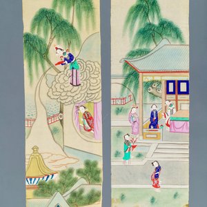 Lot van 24 Chinese schilderingen op rijstpapier, 19/20e eeuw — foto 1