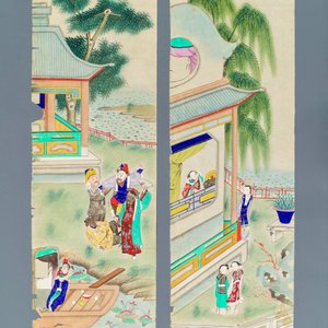 Lot van 24 Chinese schilderingen op rijstpapier, 19/20e eeuw — foto 3
