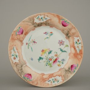 Lot van 6 borden met 'faux-marbre'-randen in Chinees exportporselein, 18e eeuw — foto 10