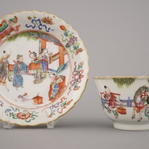 Lot van 6 Chinese kopjes en schoteltjes, Tongzhi merk en periode, 19e eeuw — foto 16