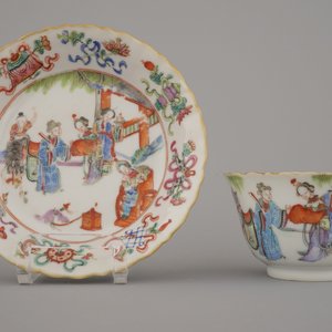 Lot van 6 Chinese kopjes en schoteltjes, Tongzhi merk en periode, 19e eeuw — foto 28