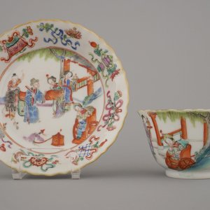 Lot van 6 Chinese kopjes en schoteltjes, Tongzhi merk en periode, 19e eeuw — foto 29