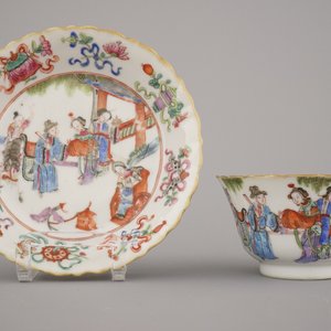 Lot van 6 Chinese kopjes en schoteltjes, Tongzhi merk en periode, 19e eeuw — foto 3