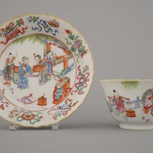 Lot van 6 Chinese kopjes en schoteltjes, Tongzhi merk en periode, 19e eeuw — foto 31