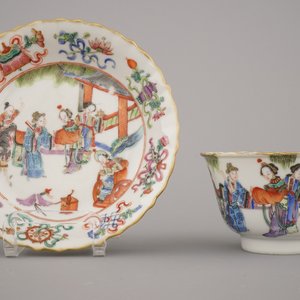Lot van 6 Chinese kopjes en schoteltjes, Tongzhi merk en periode, 19e eeuw — foto 8