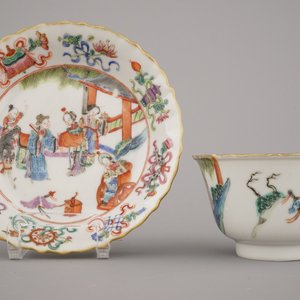 Lot van 6 Chinese kopjes en schoteltjes, Tongzhi merk en periode, 19e eeuw — foto 10