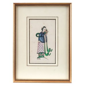 Lot van 6 Chinese schilderijtjes op rijstpapier, 18e-19e eeuw — foto 5