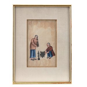 Lot van 6 Chinese schilderijtjes op rijstpapier, 18e-19e eeuw — foto 6