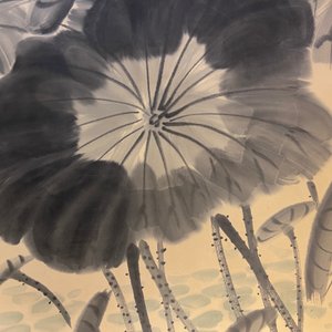 Lou Shibai (1918-2010), ink and color on paper: 'Lotus flowers' — photo 12