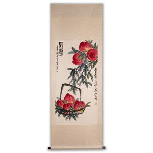 Lou Shibai 娄师白 (1918-2010): 'Peaches', ink and colour on paper — 照片 1
