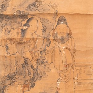 Luo Qing 羅清 (1821-1899): 'Four scrolls with figures in rocky landscapes', ink and colour on paper — 照片 22