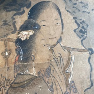 Luo Qing 羅清 (1821-1899): 'Four scrolls with figures in rocky landscapes', ink and colour on paper — 照片 45