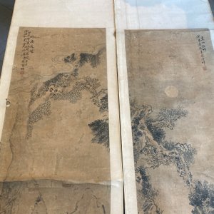 Luo Qing 羅清 (1821-1899): 'Quatre rouleaux aux personnages dans des paysages montagneux', encre et couleurs sur papier — photo 34