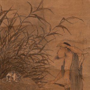 Luo Qing 羅清 (1821-1899): 'Quatre rouleaux aux personnages dans des paysages montagneux', encre et couleurs sur papier — photo 10