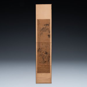 Luo Qing 羅清 (1821-1899): 'Vier scrolls met figuren in berglandschappen', inkt en kleur op papier — foto 13