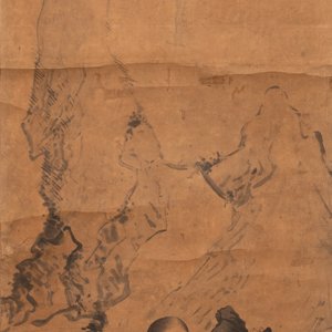 Luo Qing 羅清 (1821-1899): 'Vier scrolls met figuren in berglandschappen', inkt en kleur op papier — foto 15
