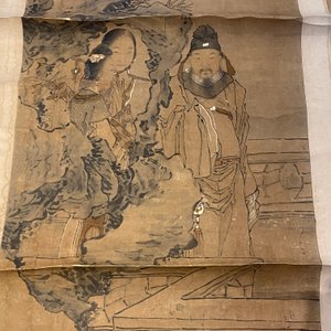 Luo Qing 羅清 (1821-1899): 'Vier scrolls met figuren in berglandschappen', inkt en kleur op papier — foto 24