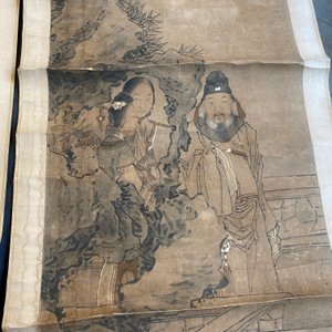 Luo Qing 羅清 (1821-1899): 'Vier scrolls met figuren in berglandschappen', inkt en kleur op papier — foto 41