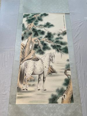 Ma Jin 馬晉 (1900-1970): 'Horse in the pine forest', ink and colour on paper, dated 1942 — foto 1