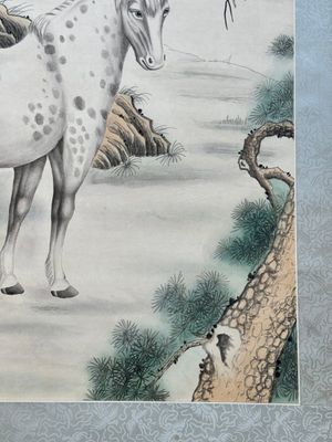 Ma Jin 馬晉 (1900-1970): 'Horse in the pine forest', ink and colour on paper, dated 1942 — foto 3