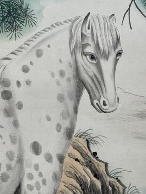 Ma Jin 馬晉 (1900-1970): 'Horse in the pine forest', ink and colour on paper, dated 1942 — foto 4