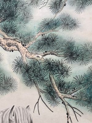Ma Jin 馬晉 (1900-1970): 'Horse in the pine forest', ink and colour on paper, dated 1942 — foto 6