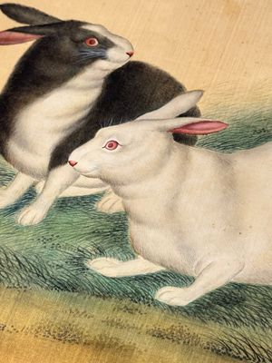 Ma Jin 馬晉 (1900-1970): 'Sheep, Donkeys, Rabbits and a Polar bear', ink and colour on silk — foto 26