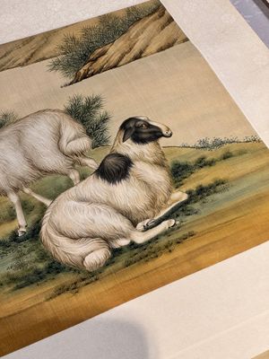 Ma Jin 馬晉 (1900-1970): 'Sheep, Donkeys, Rabbits and a Polar bear', ink and colour on silk — foto 9