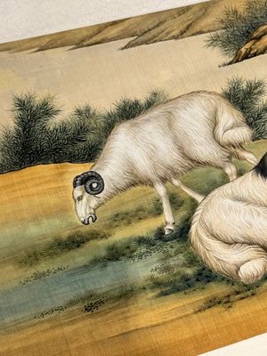 Ma Jin 馬晉 (1900-1970): 'Sheep, Donkeys, Rabbits and a Polar bear', ink and colour on silk — foto 10