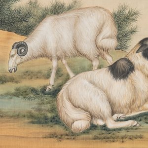 Ma Jin 馬晉 (1900-1970): 'Sheep, Donkeys, Rabbits and a Polar bear', ink and colour on silk — foto 4