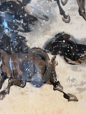 Ma Xinle 馬欣樂 (1963-): 'Twaalf paarden in de sneeuw', inkt en kleur op papier, gedat. 1993 — foto 10