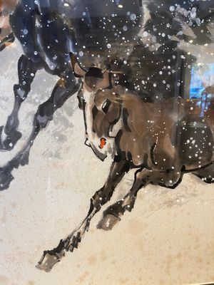 Ma Xinle 馬欣樂 (1963-): 'Twelve horses in the snow', ink and colour on paper, dated 1993 — photo 4