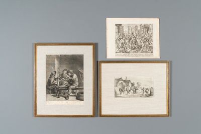 Maarten de Vos, Gerard de Jode, en naar Teniers & Brouwer: Acht gravures, 16e eeuw en later