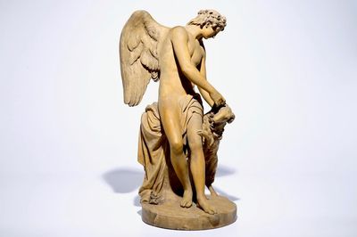 Martin-Claude Monot (Paris, 1733-1803): Le Génie du Printemps, a terra cotta group, dated 1779