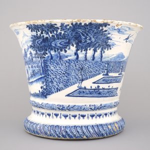 Massieve blauw en witte Delftse tuinvaas, ca 1720 — foto 4
