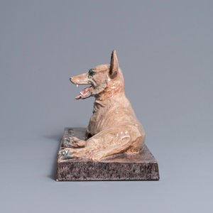 Maurice Guiraud Rivière (1881-1947): Een Art Deco keramiek model van een hond — foto 3