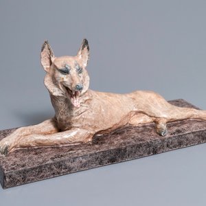 Maurice Guiraud Rivière (1881-1947): Modèle d'un chien en céramique Art Deco — photo 1