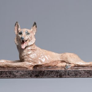Maurice Guiraud Rivière (1881-1947): Modèle d'un chien en céramique Art Deco — photo 2