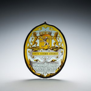 Médaillon en verre peint à décor armorié et inscrit 'Comte van der Steghen', daté 1698 — photo 3