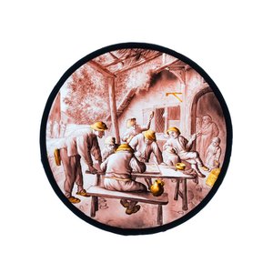 Médaillon en verre peint à décor des 'Joueurs de trictrac' d'après Adriaen van Ostade, Pays-Bas méridionaux, 17/18ème — photo 1