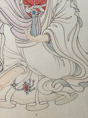 Mei Lanfang 梅蘭芳 (1894-1961): 'Bodhisattva' and Ma Jin 馬晉 (1900-1970): 'Calligraphy', ink and colour on paper, dated 1948 — 照片 6