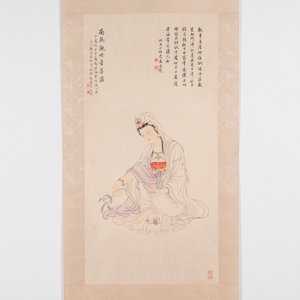 Mei Lanfang 梅蘭芳 (1894-1961): 'Bodhisattva' and Ma Jin 馬晉 (1900-1970): 'Calligraphy', ink and colour on paper, dated 1948 — 照片 2