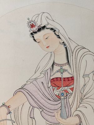 Mei Lanfang 梅蘭芳 (1894-1961): 'Bodhisattva' en Ma Jin 馬晉 (1900-1970): 'Kalligrafie', inkt en kleur op papier, gedateerd 1948 — foto 4
