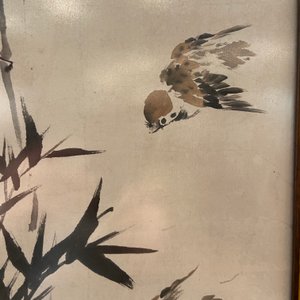 Mi Shan, ink and color on paper: 'Birds near bamboo branches', dated April 1916 — photo 13