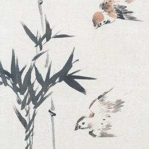 Mi Shan, ink and color on paper: 'Birds near bamboo branches', dated April 1916 — photo 6