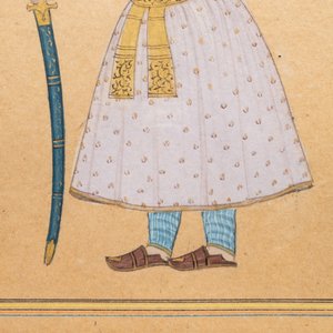 Miniature indienne: 'Portrait d'un empereur', encre et couleurs sur papier, 19ème — photo 4