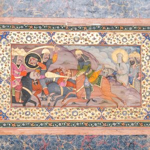 Miniature qajare: 'La bataille de Karbala', gouache et dorure sur papier, Iran, 19/20ème — photo 1