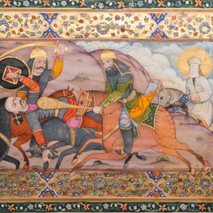 Miniature qajare: 'La bataille de Karbala', gouache et dorure sur papier, Iran, 19/20ème — photo 4