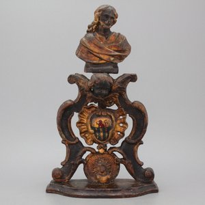 Monstrance en bois sculpté polychromé, 18e — photo 1